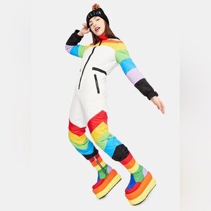 SWEET RETREAT RAINBOW PUFFER SNOWSUIT DELIA*S BY DOLLS KILL onesie women’s s